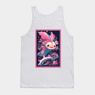 Cute Axolotl Anime Art Design | Cute Animals | Axolotl Hentaii Chibi Kawaii Design Tank Top